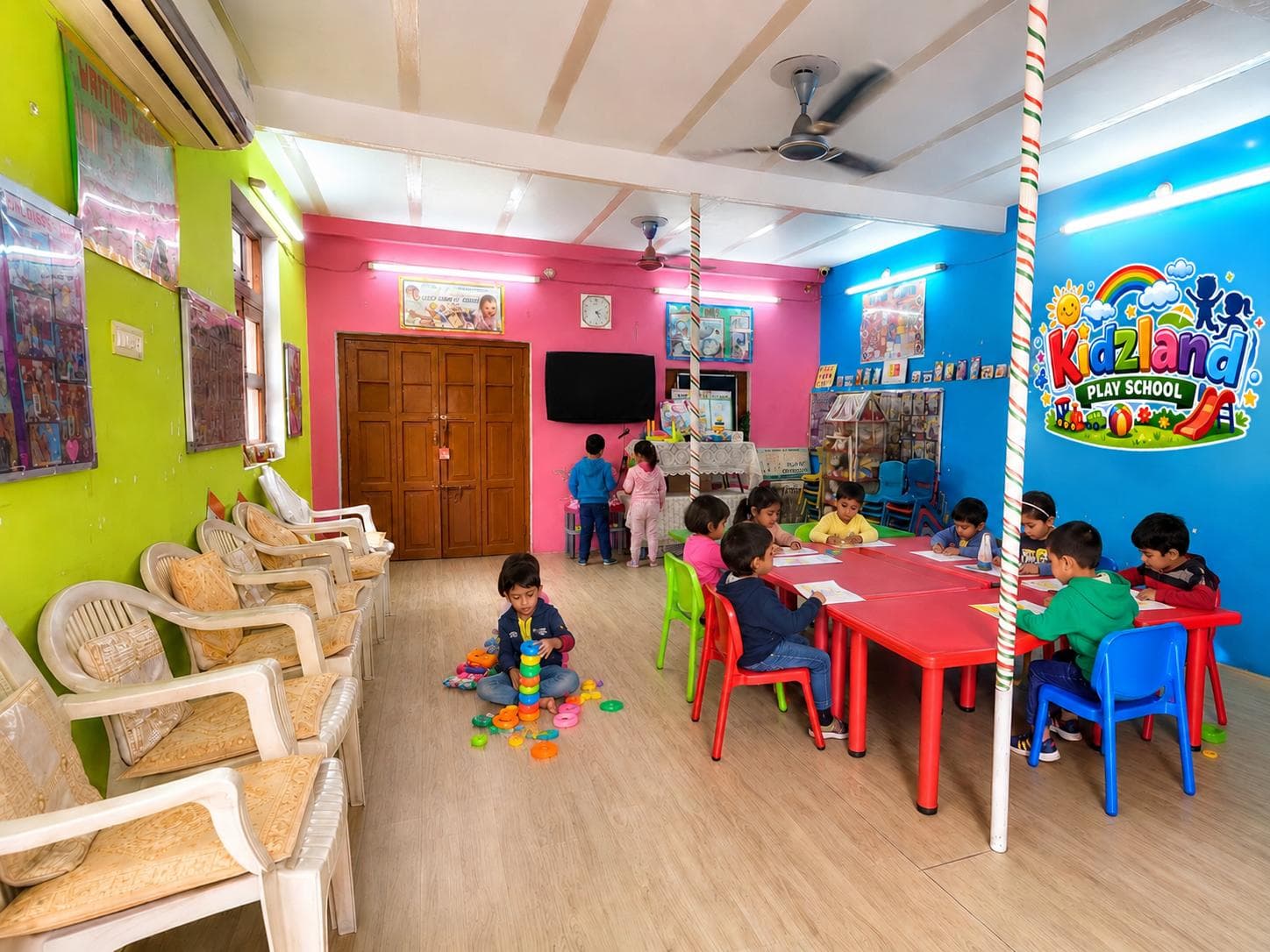 Indian children learning and playing together